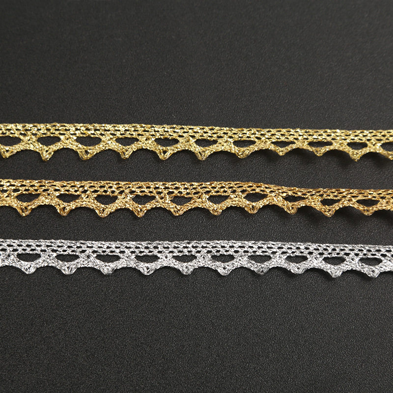 1cm gold and silver silk lace accessories hollow embroidery wedding dress skirt skirt lace decorative design TNM001