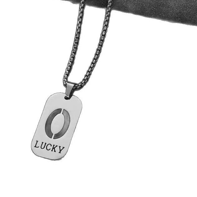 Cross-border new hollow LUCKY lucky number 0-9 pendant necklace men and women do not fade clavicle chain in stock batch