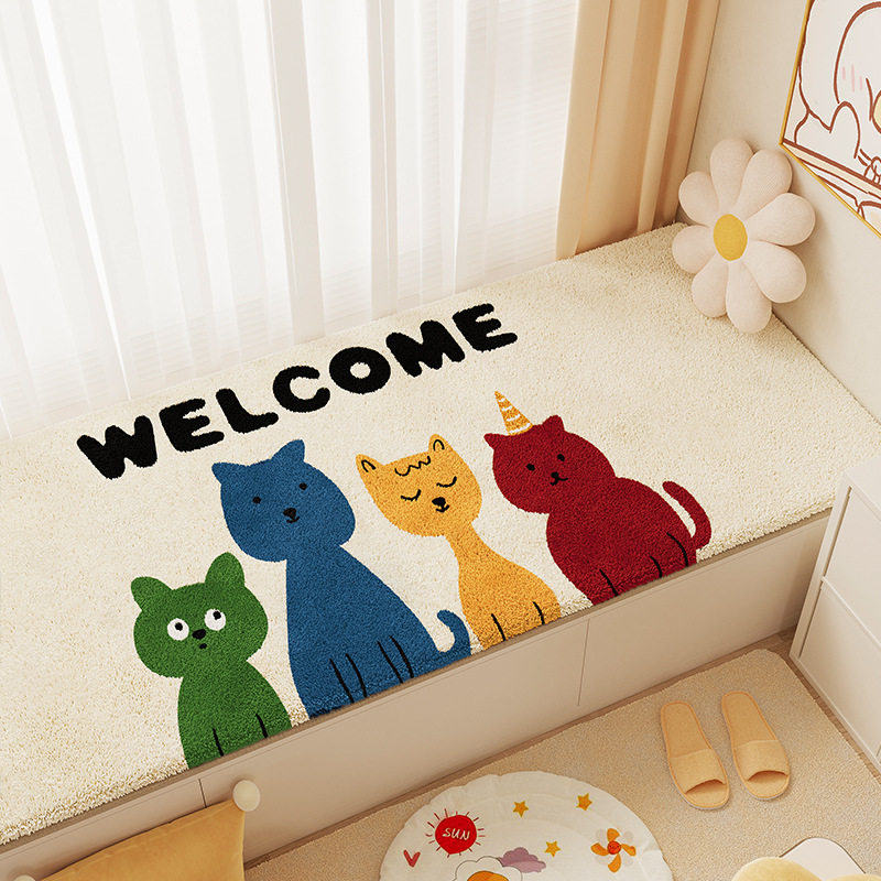 Cartoon Four Seasons universal bay window mat tatami full-laid cool-proof mat stain-resistant easy-to-care cashmere window mat