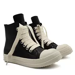 Ro Leather High-Top Shoes, Fashionable and Versatile, Couple's Trbottomy Shoes, Thick Soles, Large Size, Thick Straps, Genuine Leather Sneakers Wholesale