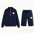 Navy blue half-zip shorts-suit