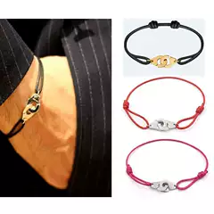 DIY Hand-Woven Retractable Colorfulful Hand Rope for Men and Women Transfer Red Rope Upgraded Version Carved Titanium Steel Handcuffs Bracelet Trendy