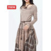 Autumn New Style Waist-Cinching Fake Two-Piece Long-Sleeved Tops Slimming and Versatile Splicing Skirt Two-Piece Set for Women