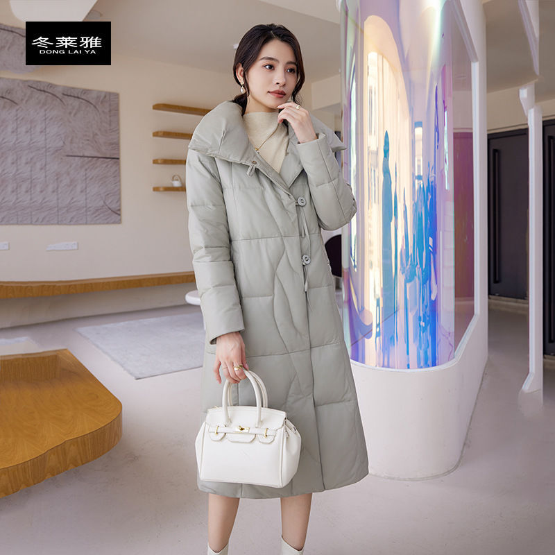 Áo Lông Nữ Chất Liệu Da Bò Dài Quá Gối Hàng Mùa Xuân Thu Đông Phong Cách Hàn Quốc