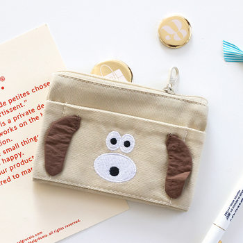 South Korea Romane with Cute Cartoon Zipper Card Bag Dog Rabbit Folding Coin Purse Portable Small Storage Bag