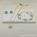 Rose blue double-sided mother-of-pearl three-piece set