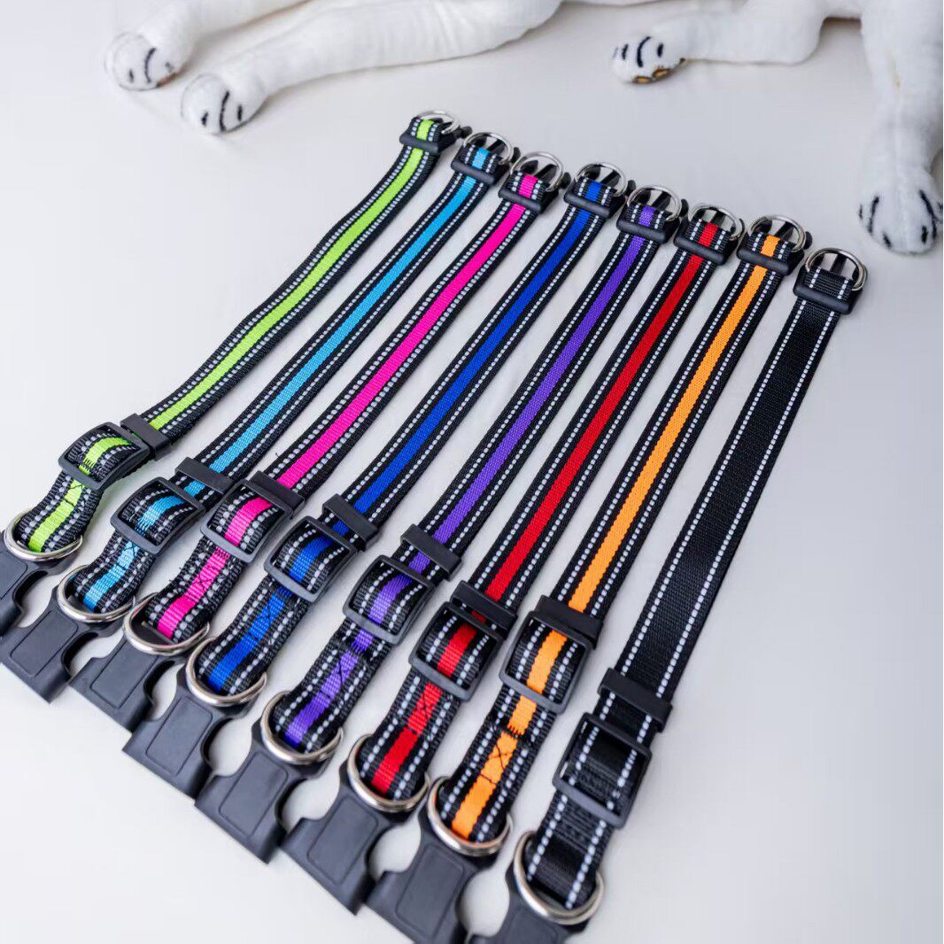 Reflective Nylon Adjustable Collar Pet Dog Collar Dog Collar Dog Collar Golden Hair Corgi Labrador Mimo