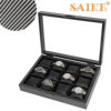 in stock wholesale carbon fiber grain wood silk cotton pillow 12 watch storage collection display box 12 watch box