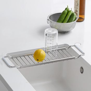 Cross-border Stainless Steel Kitchen Telescopic Sink Rack Drain Rack Filter Household Dish Fruit and Vegetable Storage Rack