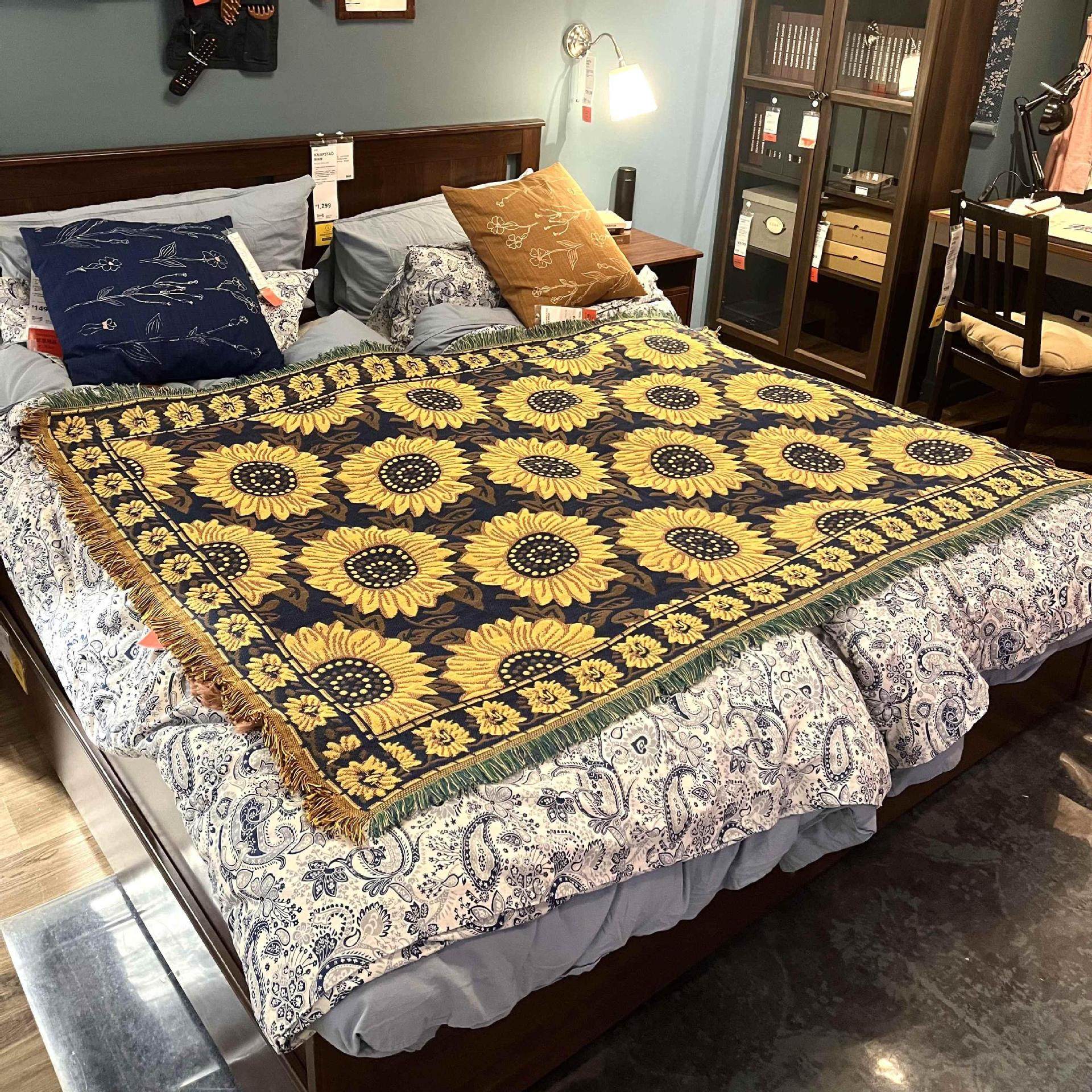 Nordic American Country Double-Sided Multi-Person Sofa Towel Cushion Cotton Thread Full Cover Geometric Knitted Thread Blanket Non-Slip Four Seasons Tablecloth