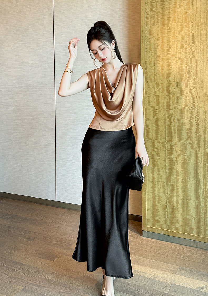 Áo hai dây nữ phong cách Pháp dáng ôm, chất liệu polyester cao cấp — [Nâu Mocha] chi tiết 7