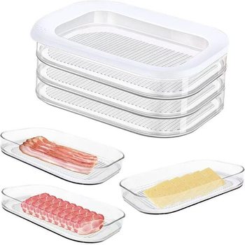 Cross-Border Supply of Fresh-Keeping Boxes, Three-Layer Refrigerator Sealed Storage Boxes, Bacon Meat Food Storage Boxes, Transparent Packaging Boxes