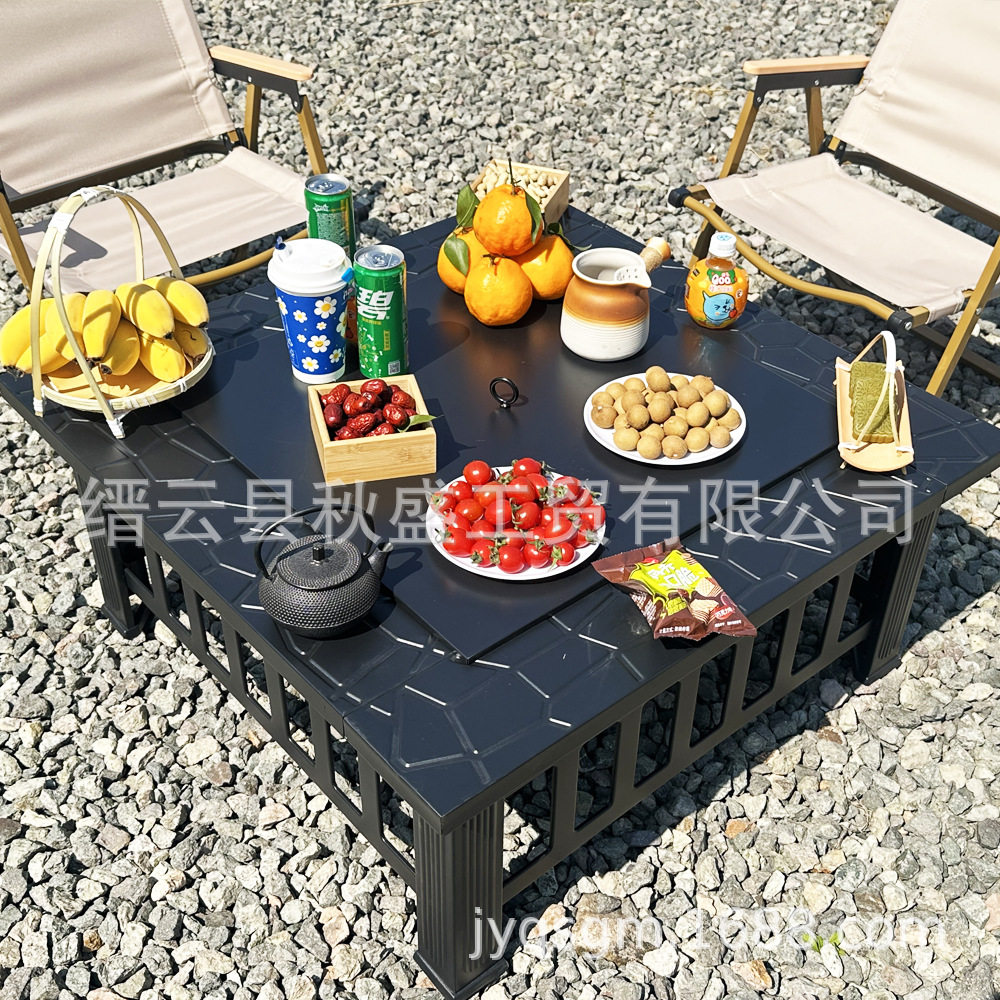 Multi-Functional Barbecue Grill with Tea Brewing Table for Outdoor Garden Charcoal Heating Stove and Courtyard Bonfire