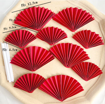Baking Cake Decoration Folding Fan Paper Fan Card Chinese Style Birthday Party Cake Decoration Card Dress Up