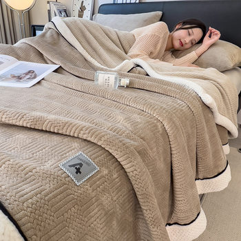 New Class A Maternal and Infant Grade Warm Simple Knitted Blanket Blanket Winter Thickened Blanket fleece-lined Warm Blanket