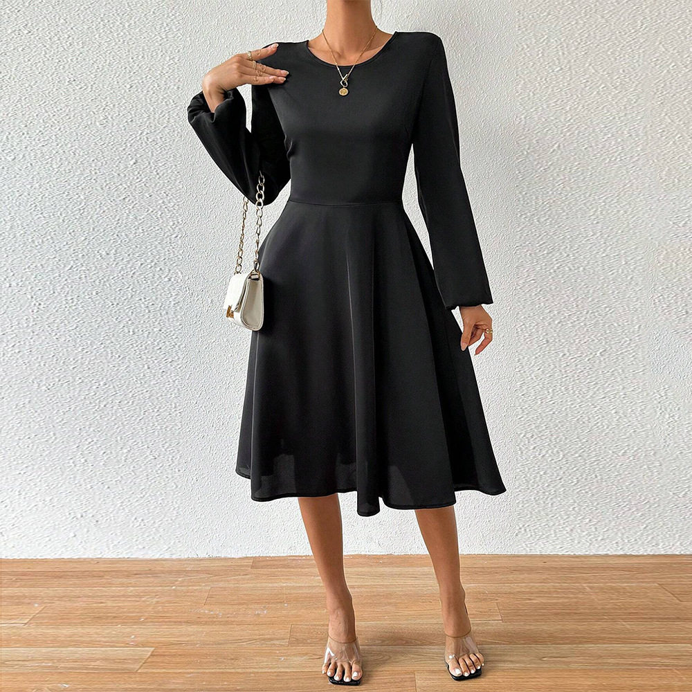 Elegant Womens Dress Minimalist Design Unique Backless Style Mid Length Perfect for Autumn and Winter Wholesale