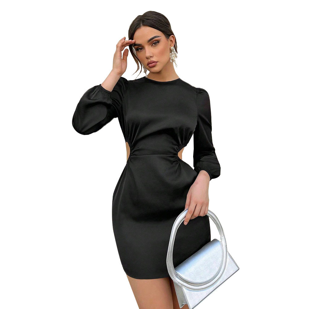 Womens Satin Bodycon Dress Sexy Hollow Out Design Spring Summer Style Perfect for Parties and Gatherings Wholesale