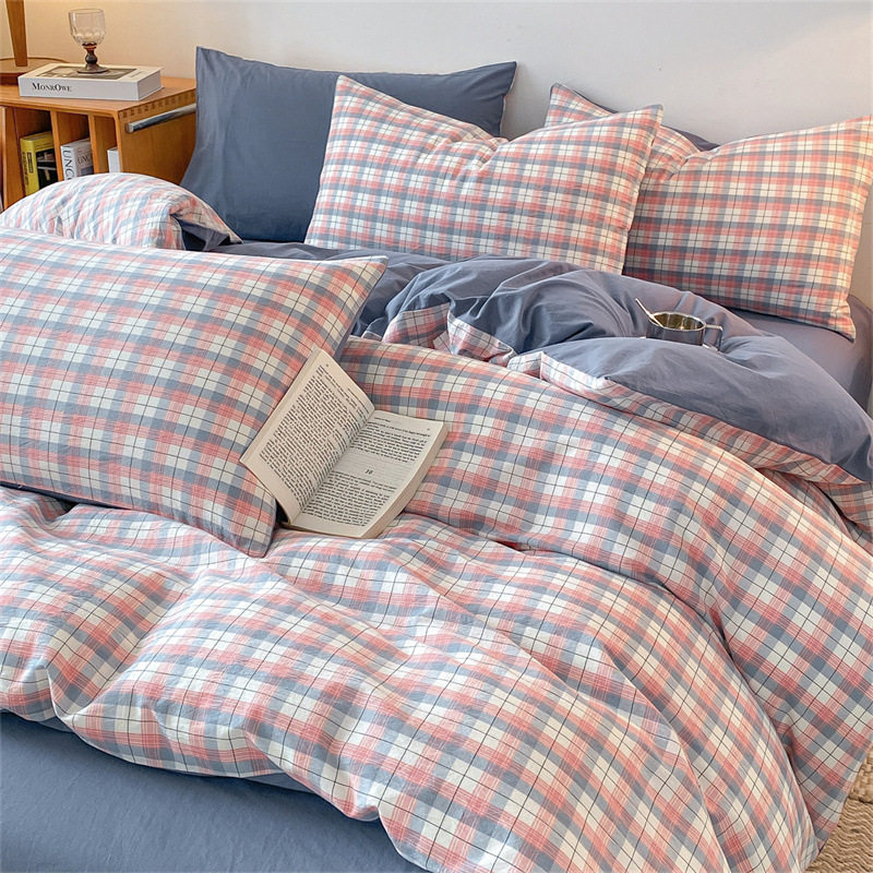 Skin-Friendly Bed Four-Piece Bed Sheets Quilt Cover Brushed Bed Cover Student Cotton Bedding Three-Piece Set