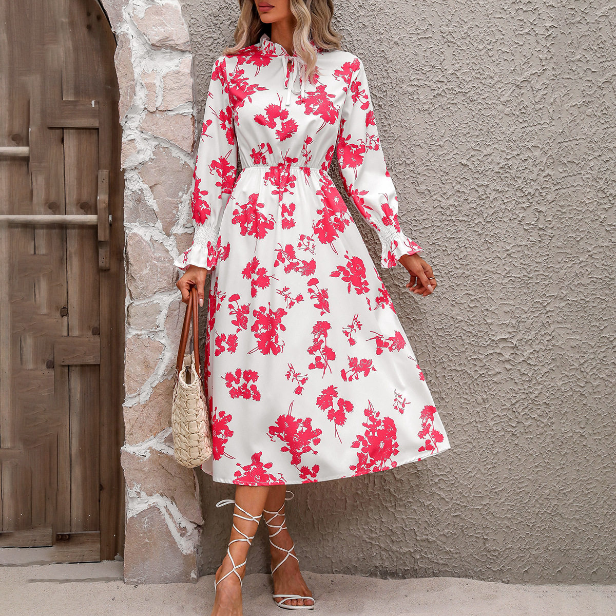Vintage High Waisted Bell Sleeve Dress Multi Color Options Spring Fashion Wholesale Available factory direct