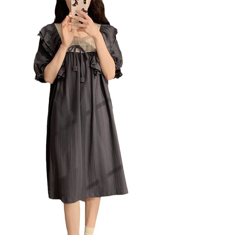 Summer Nightgown for Women with Breast Pads 2024 Thin Style Suitable for Pregnant Women, Breathable and Suitable for Student Dormitory Home Wear