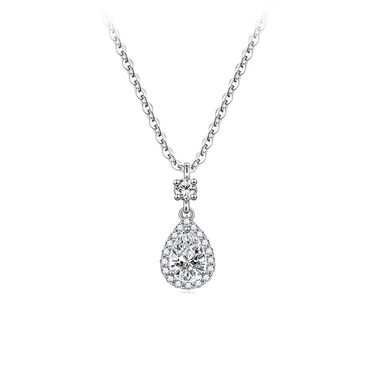 ウォータードロップジルコンネックレス[ホワイトゴールド]