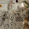 Class a Pure Cotton Knitted Jacquard Cute Cat Sofa Blanket Air Conditioning Office Nap Blanket Casual Pure Cotton Throw Blanket