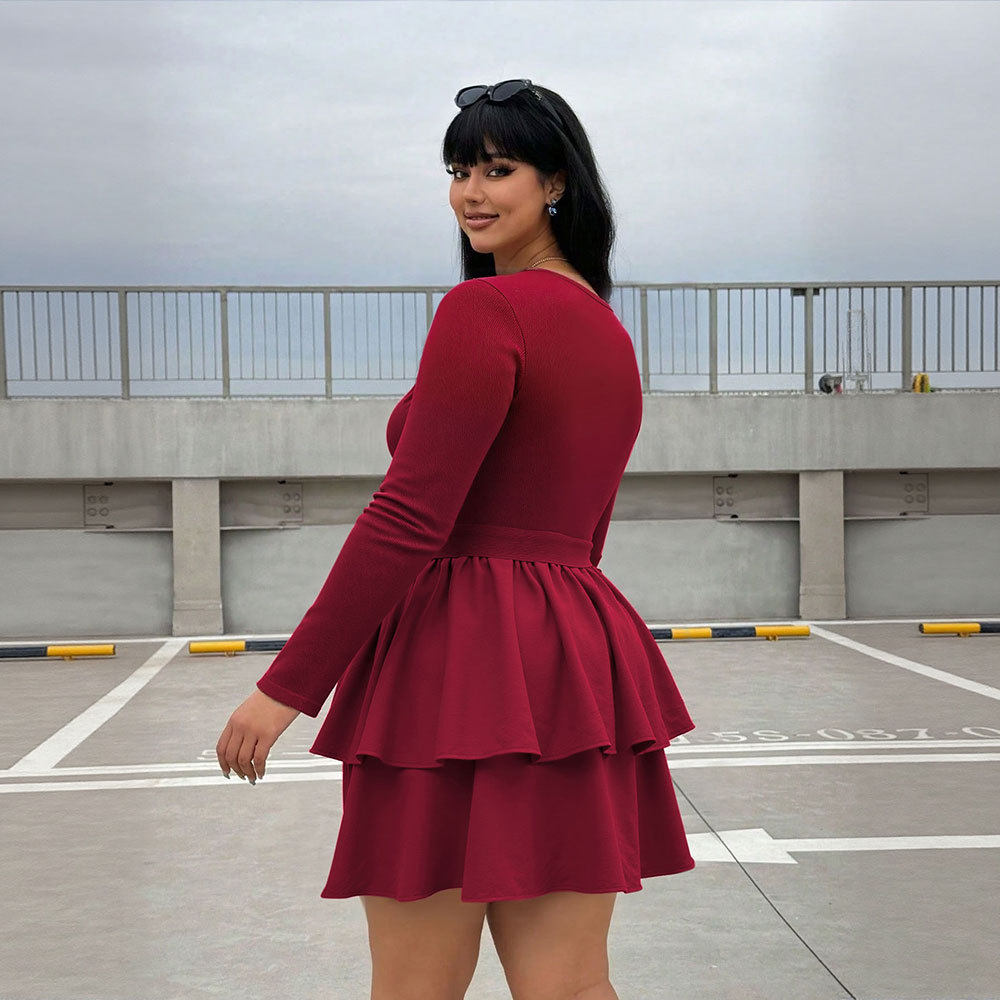 Fashionable Long Sleeve Bodycon Dress Solid Color Elegant Style Perfect for Spring and Autumn Wholesale Available