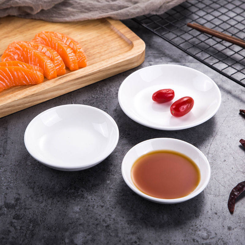 Dessert Plate, White Painted Ceramic Plate, Two-Compartment Plate, Snack Plate, Sauce and Vinegar Plate, Seasoning Plate, Oil Painting Ink Plate