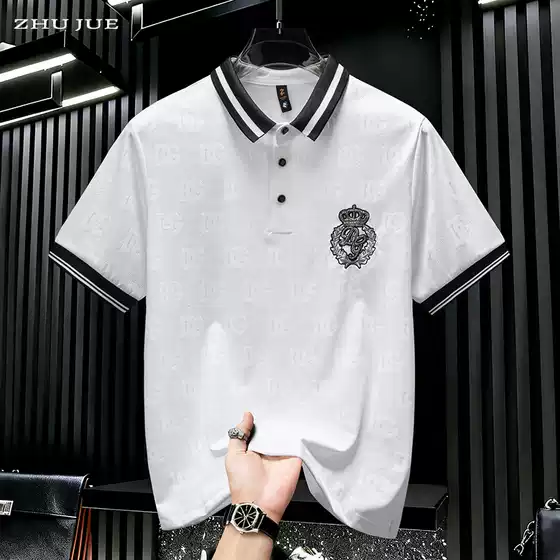 European Style Light Luxury Men's Clothing Summer New Floral Short-Sleeve Polo Shirt Men's Trendy Brand Embroidered Casual Half-Sleeve Shirt
