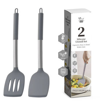 Cross-Border 2-Piece Set of Anti-Scalding Handle Silicone Spatulas, High-Temperature Resistant, Non-Stick Pan-Specific Frying Spatula, Slotted Spatula, Kitchen Utensil Set