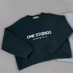 Eme Rabbit Fur European and American Letter Jacquard Sweater Winter New Style Unisex Loose Versatile Round Neck Pullover Stylish