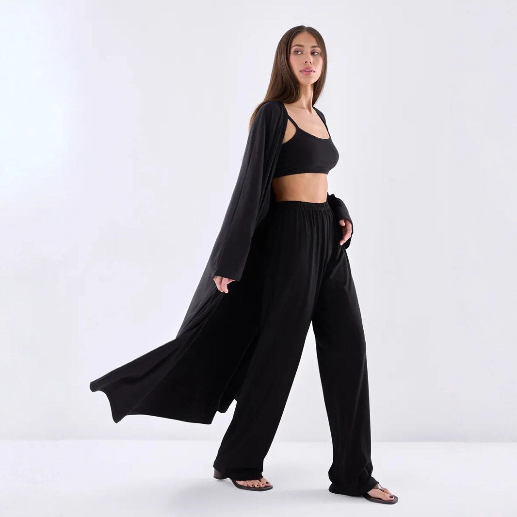 Casual Loose Long Cardigan Set Includes Crop Skirt Cami Top and Pants Perfect for Spring Summer Wholesale Available