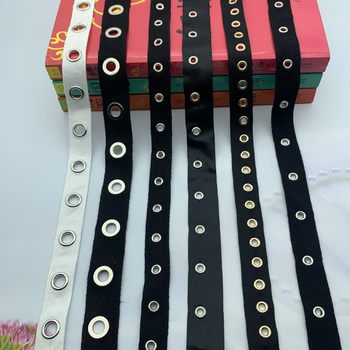 Factory Direct Supply Herringbone Cotton Eyelet Ribbon Satin Ribbon Air Eye Barcode Various Webbing Buttonhole Code Accessories