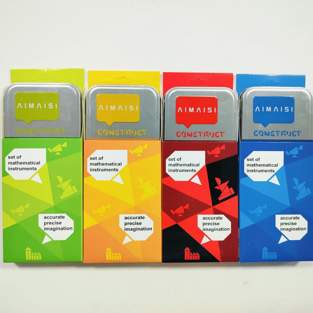 Four-Color High-End Fashion Iron Box Compass Set, Standard Student Examination, Drawing Tools