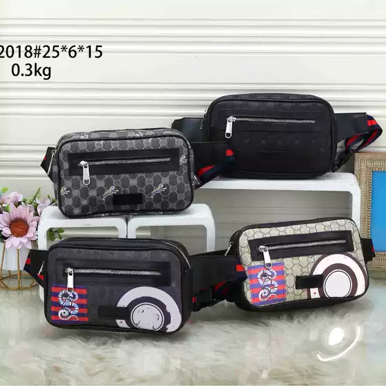 2024 Foreign Trade Men's Bag Supply Zipper Square Small Open Pocket Single Letter Black Crossbody Shoulder Bag