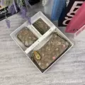 Khaki pink heart flowers