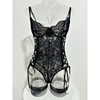 European and American Cross-Border Women's Lace Sexy Jumpsuit Suspenders Cross Straps Body Shaping with Stockings Sexy Intimates Set
