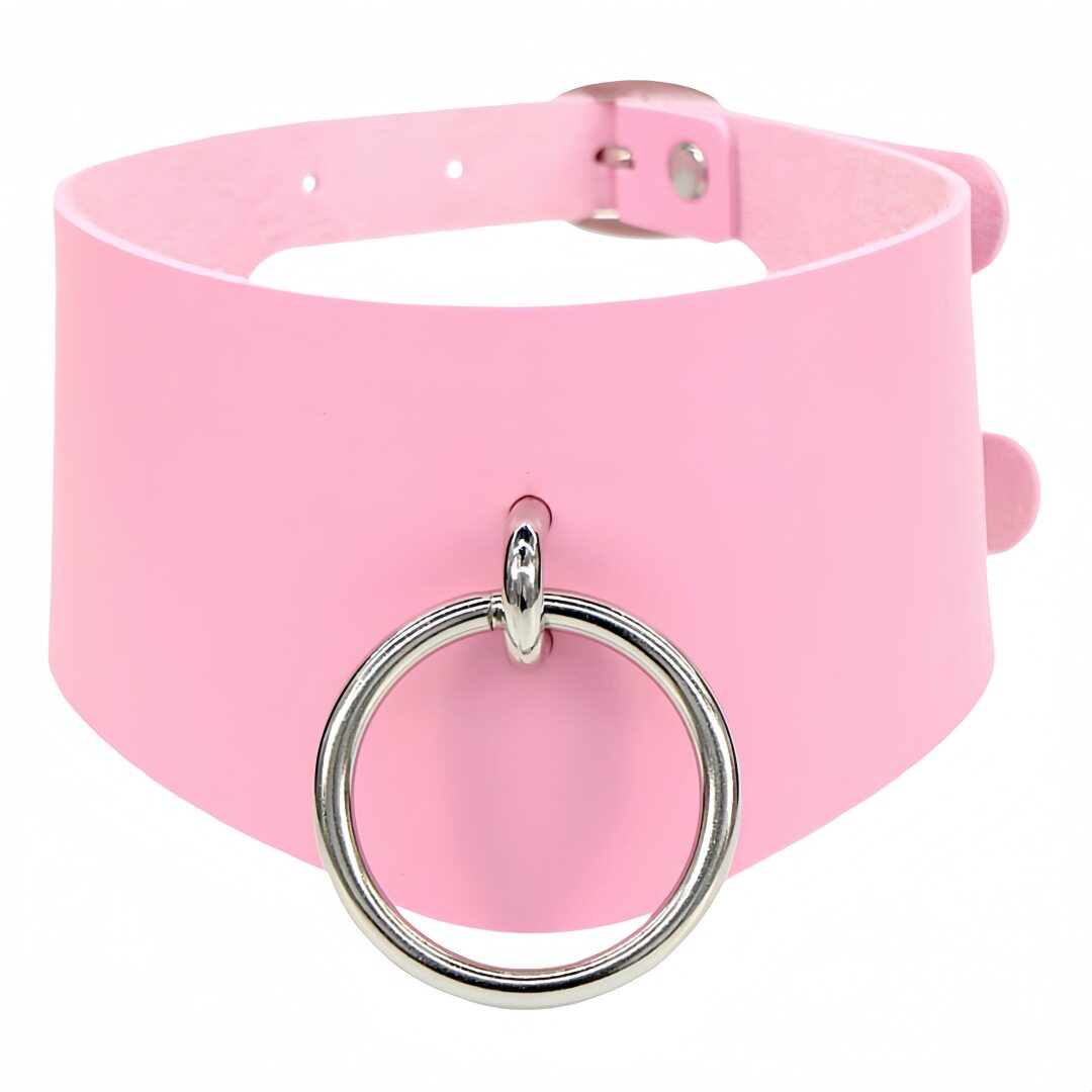 Eco-Friendly Pu Leather European and American Fashion Exaggerated Nightclub Punk O-Ring Necklace Street Style Nightclub Choker Neck Chain