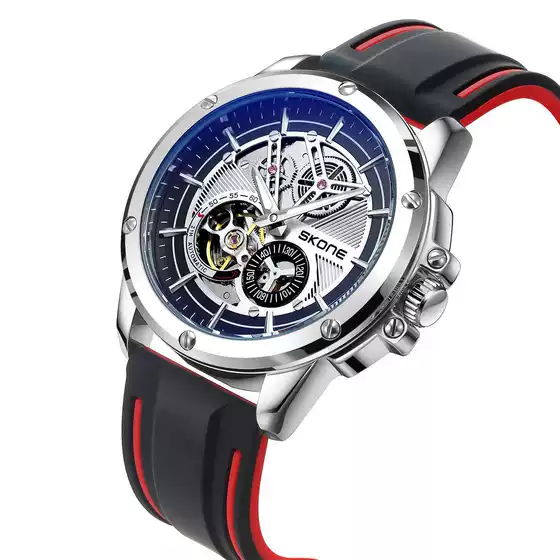 Skone Men's Mechanical Watch Luminous Waterproof Silicone Strap Mechanical Watch Fangsheng Watch Fully Automatic Mechanical Watch