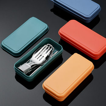 304 portable tableware stainless steel spoon knife fork chopsticks suit folding tableware picnic outdoor camping meal