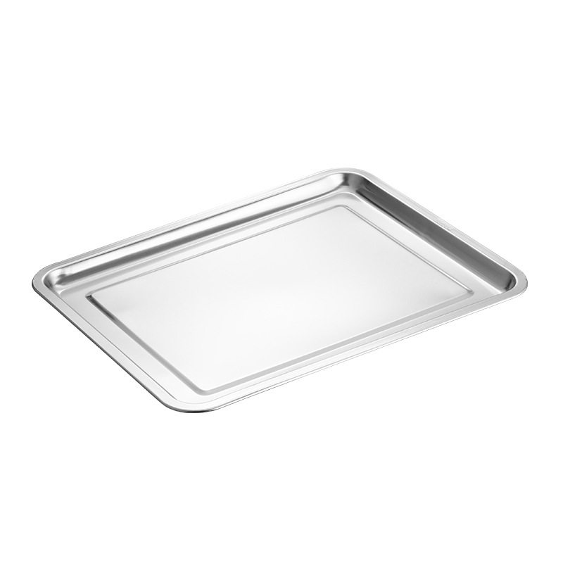Stainless Steel Plate Thickened Stainless Steel Tray Commercial Grilled Fish Plate Canteen Steaming Rice Plate Household Stainless Steel Square Plate Wholesale