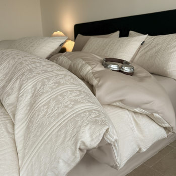 2025 New Cotton Bedding Four-Piece Set, Accessible Luxury and High-End Sense, Master Bedroom Pure Cotton Bed Bed Sheets Three-Piece Set, Fitted Bed Sheets and Quilt Cover