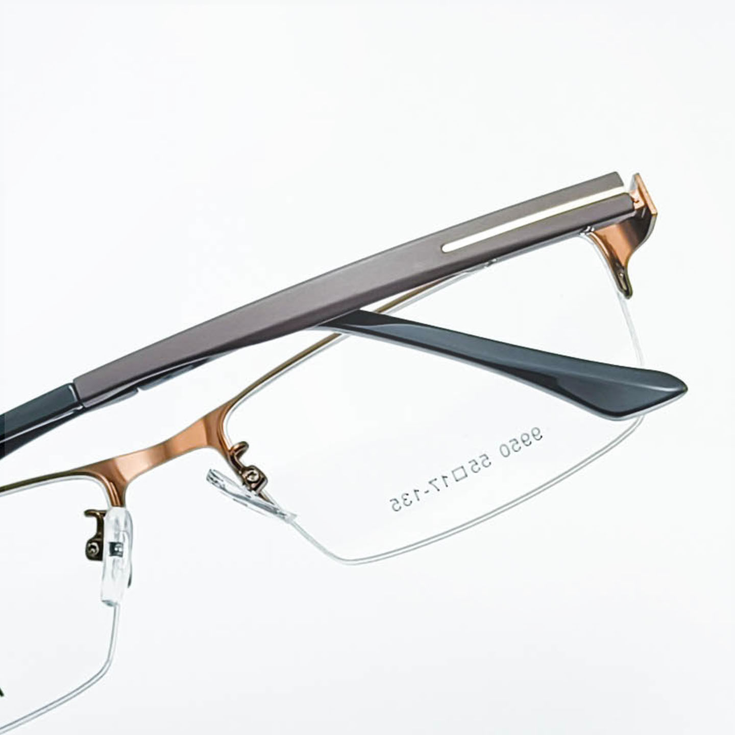 Half-Frame Acetate Eyeglass Frames for Men with Business Brow Shape, Near-Steel Leather Vision Glasses Frames, Wholesale from Danyang Manufacturer