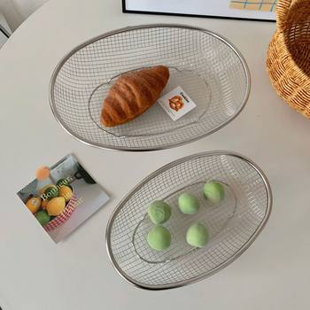 Easy-to-use recommend Stainless Steel Mesh Oval Basket Filter Oil Filter Snack Basket Wash Vegetable Wash Fruit Filter Basket Storage Basket