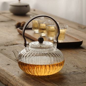 Glass teapot can be open fire high temperature resistant oven tea beam pot scented tea health pot electric pottery stove pumpkin teapot