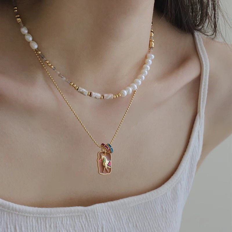 Light Luxury Niche High Elegant Natural Pearl Necklace Beaded New Chinese Style National Style Woolen Chain Gold 2025 New Style