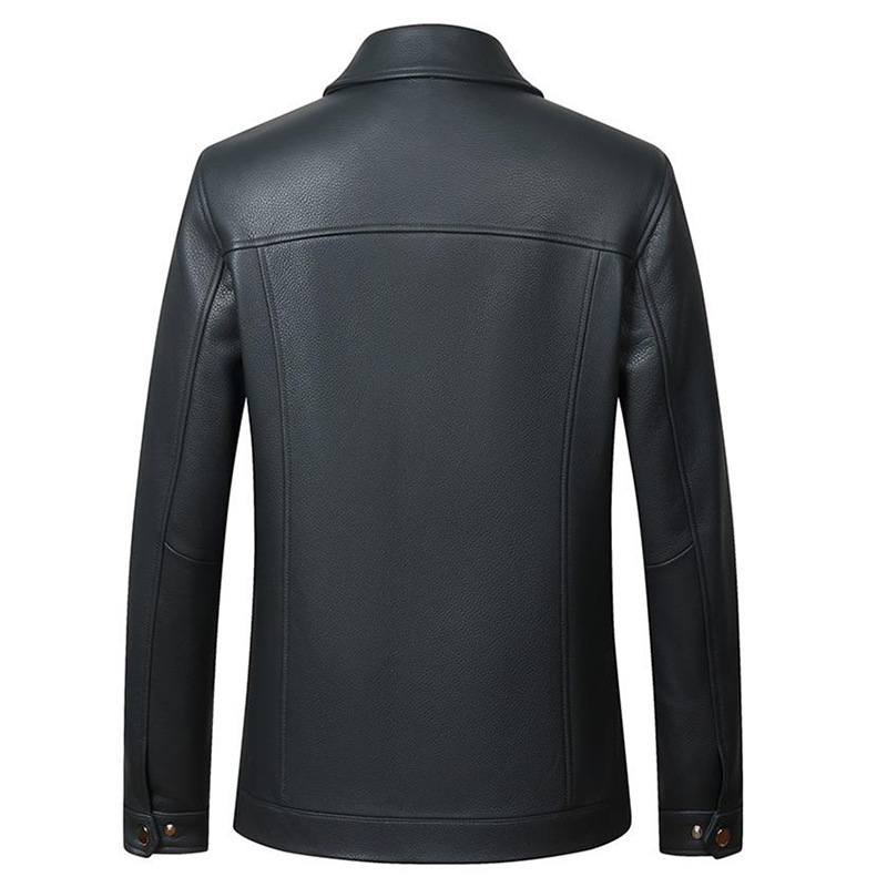 Áo Da Nam Chất Liệu Da Bò Kín Cổ Hàng Mùa Xuân Thu Đông Trung Niên