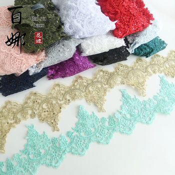 Baina 15cm Car Bone Lace Home Textile Wedding Dress Decoration Embroidery Lace Accessories Manufacturer Direct Supply in Stock Sequin Lace Accessories