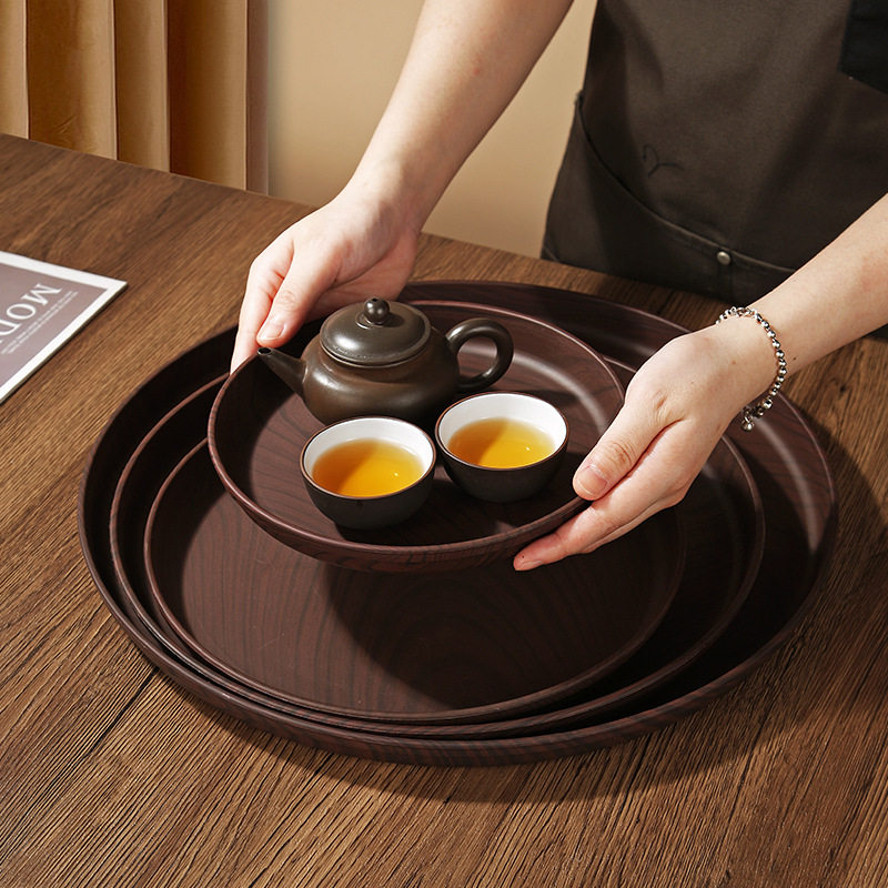 Wood Grain Round Tray Coffee Shop Afternoon Tea Cake Dessert Tray Bakery Store Food Photography Plate