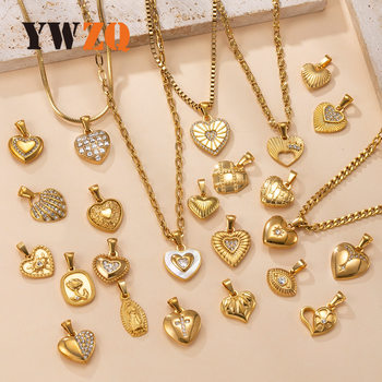 Single Pendant Cross-Border Stainless Steel Casting Jewelry Heart Micro-Paved Diamond Necklace Elegant Accessible Luxury DIY Jewelry Accessories